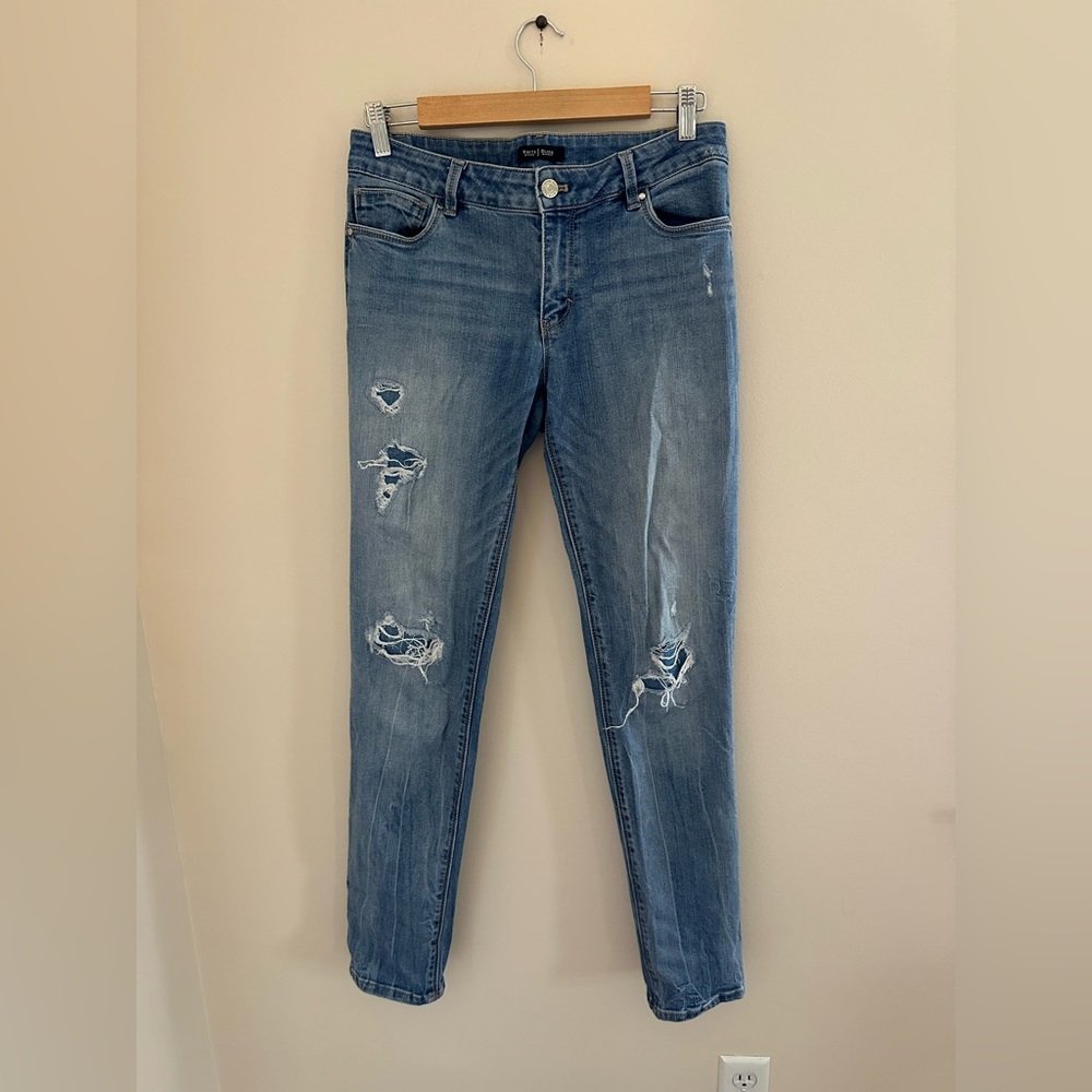 WHBM Skinny Distressed Ripped Slim Jeans